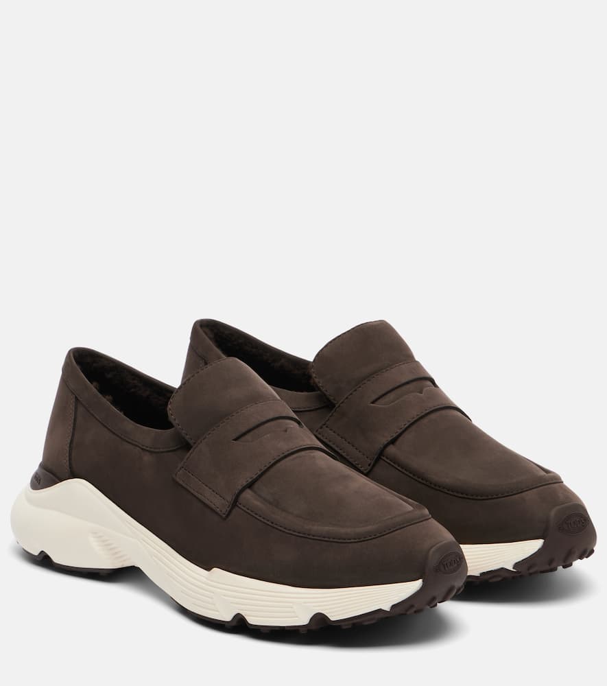 Tod's Shearling-lined Leather Slip-on Shoes In Brown