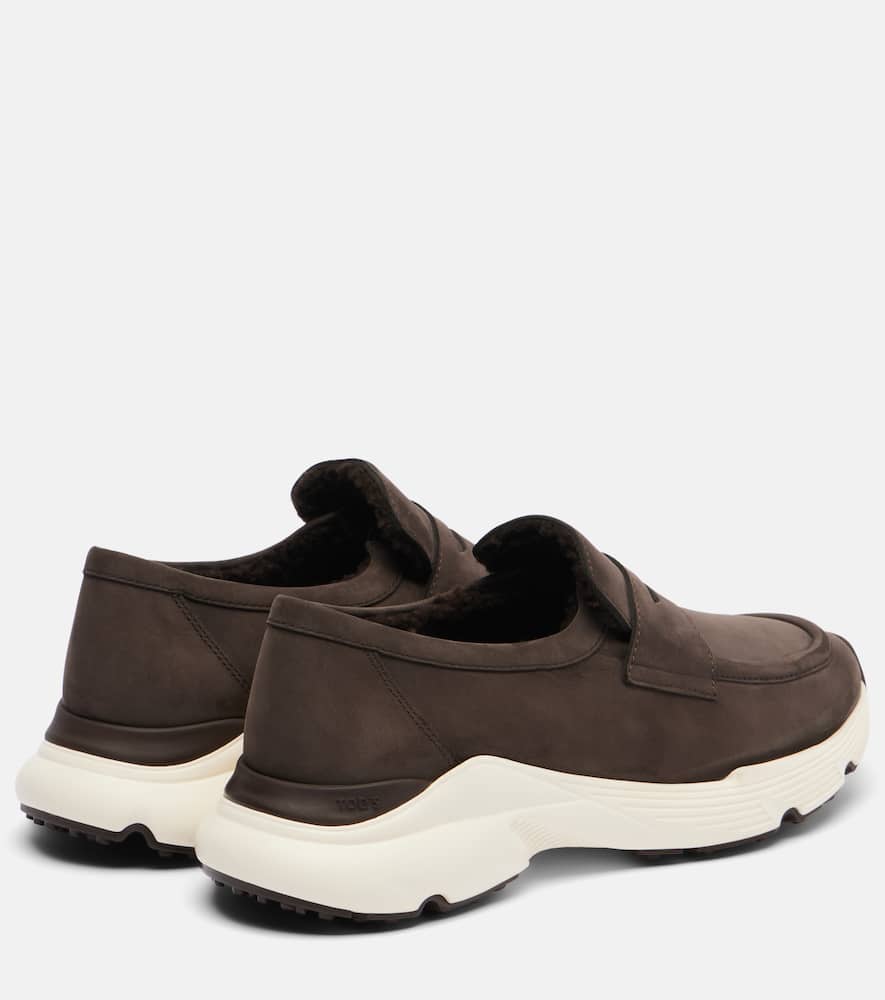 Tod's Shearling-lined Leather Slip-on Shoes In Brown