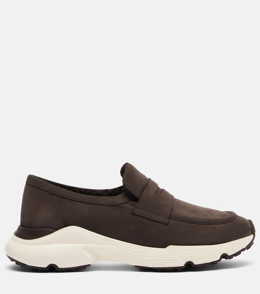 Tod's Shearling-lined Leather Slip-on Shoes In Brown