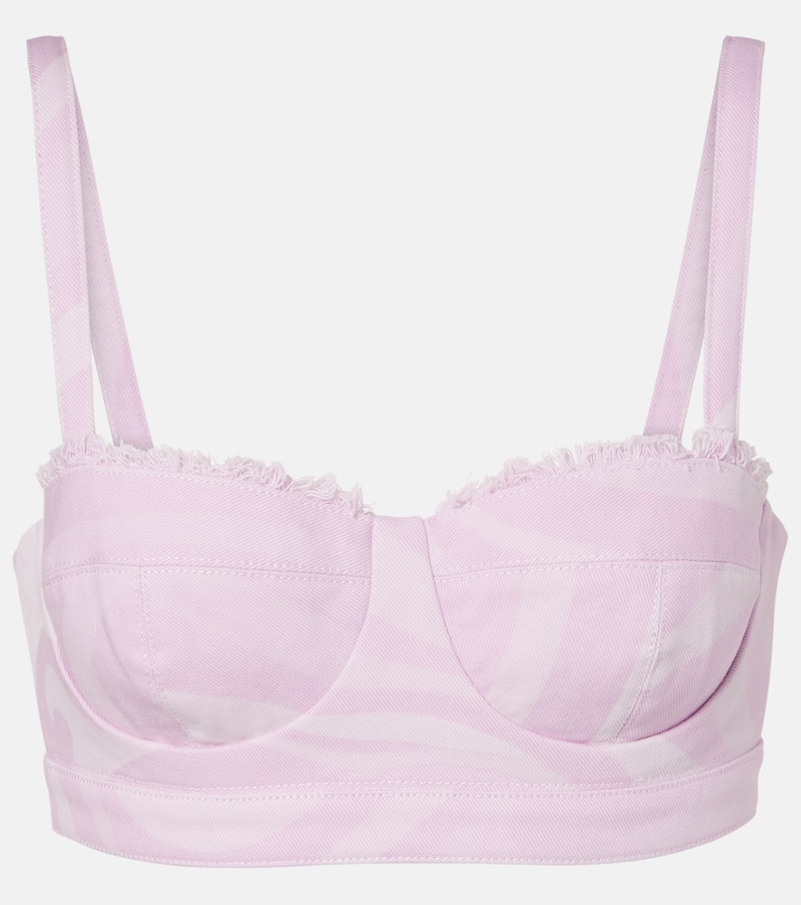 Pucci Brasier Cropped Tops With Lace-inserts In Pink