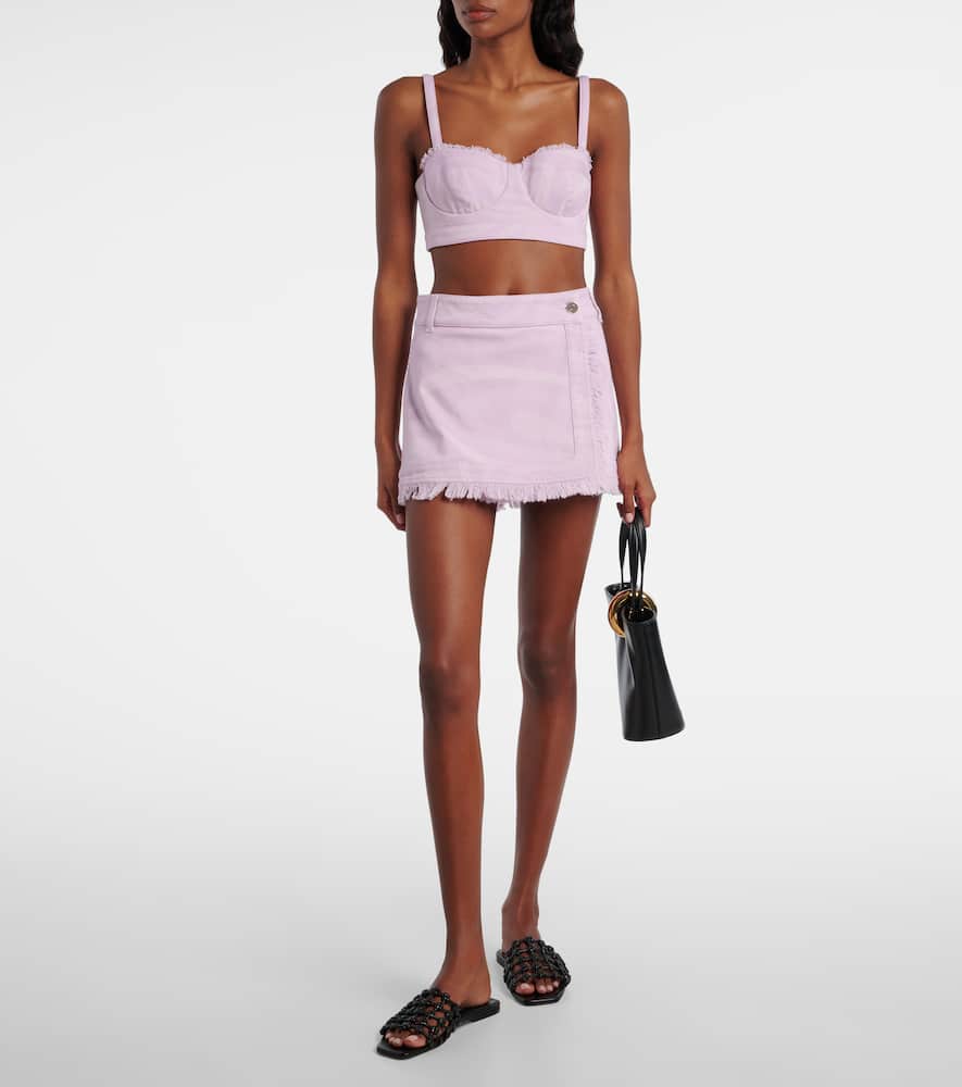 Pucci Brasier Cropped Tops With Lace-inserts In Pink