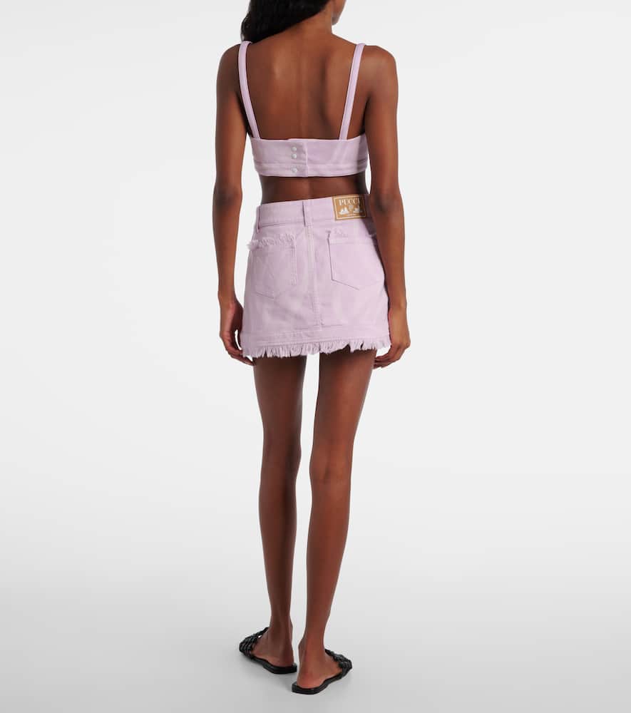 Pucci Brasier Cropped Tops With Lace-inserts In Pink
