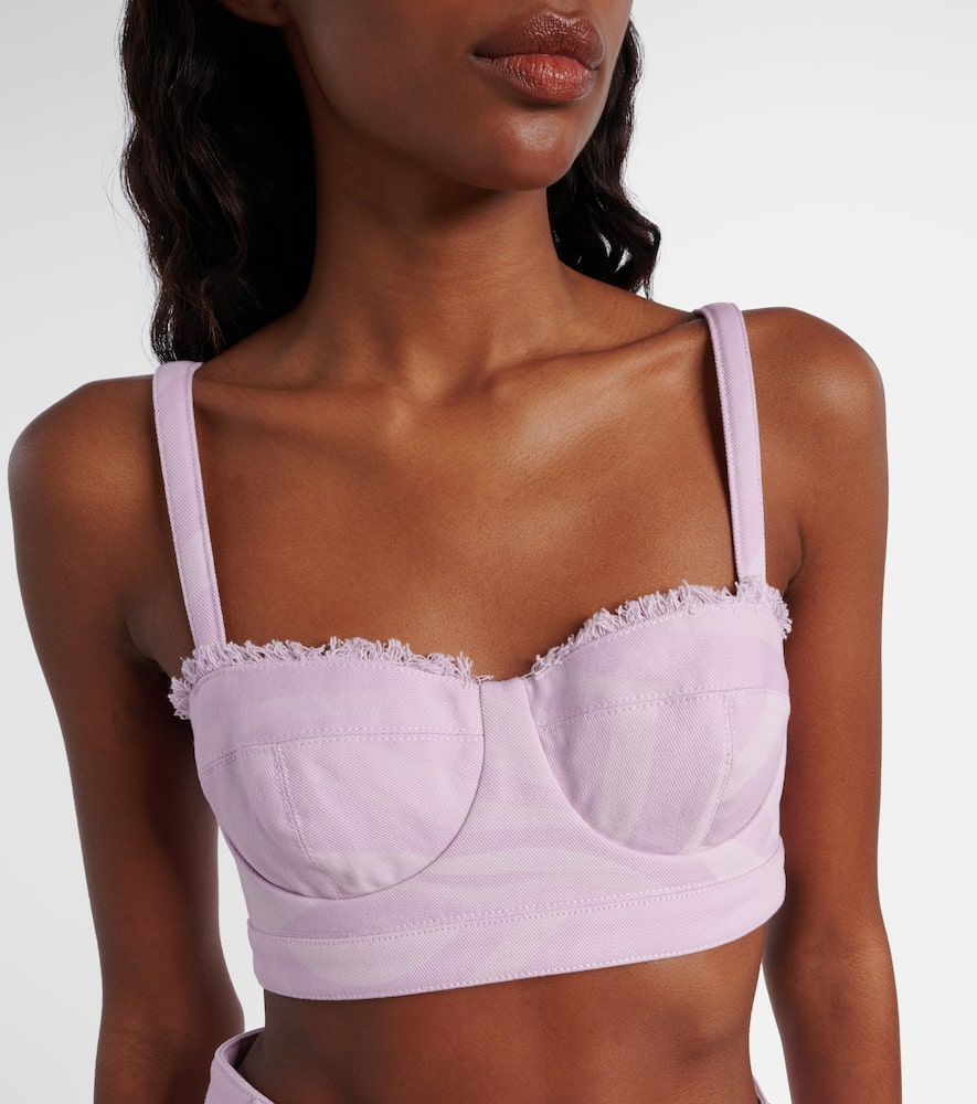Pucci Brasier Cropped Tops With Lace-inserts In Pink