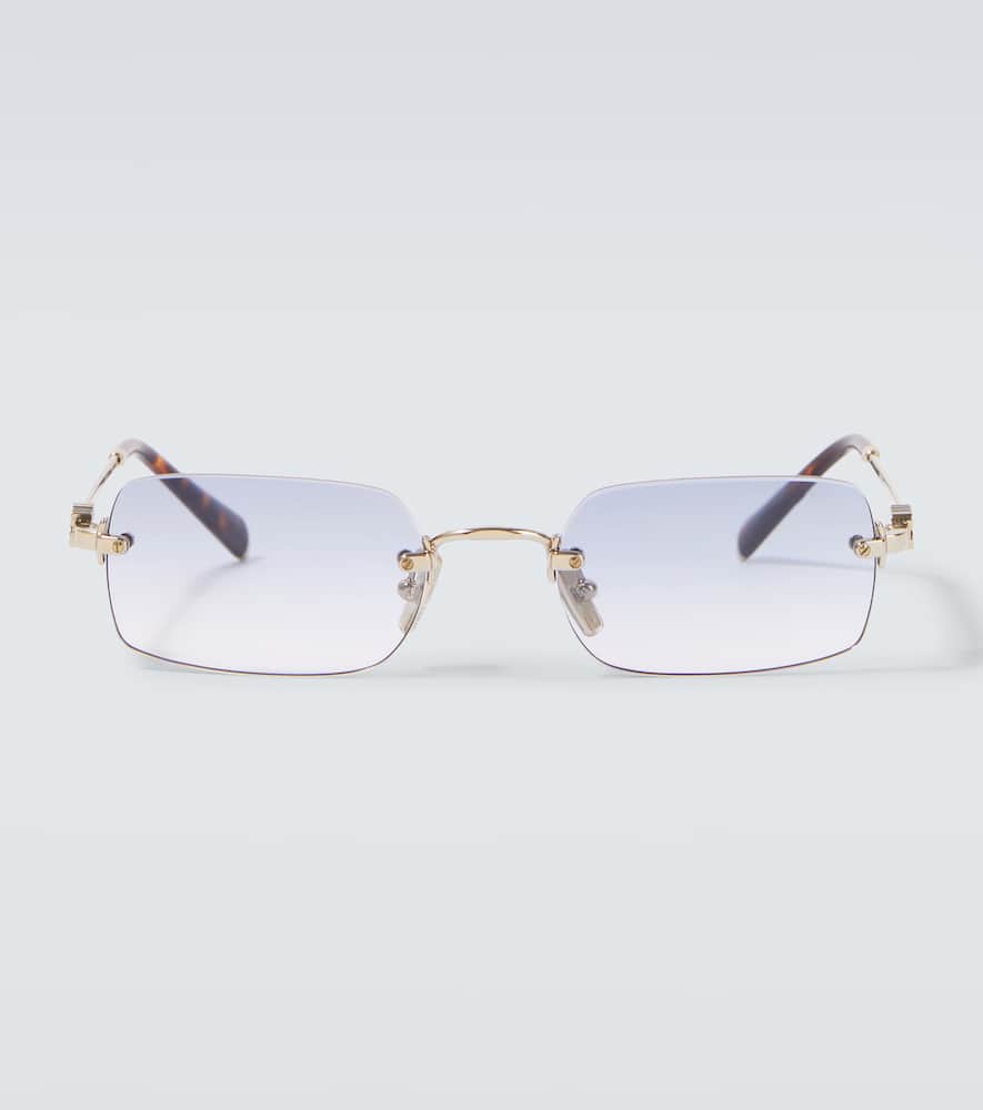Miu Miu Logo Rectangular Sunglasses In Blue