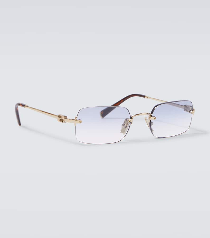 Miu Miu Logo Rectangular Sunglasses In Blue