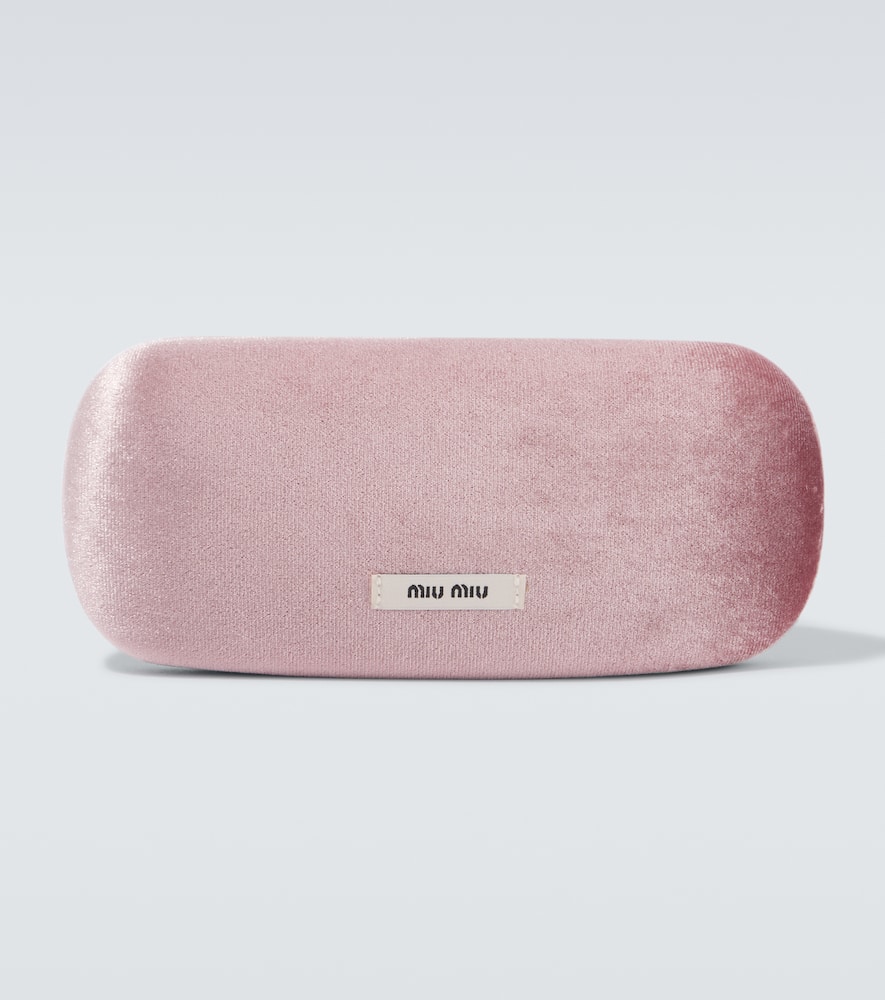 Miu Miu Logo Rectangular Sunglasses In Blue
