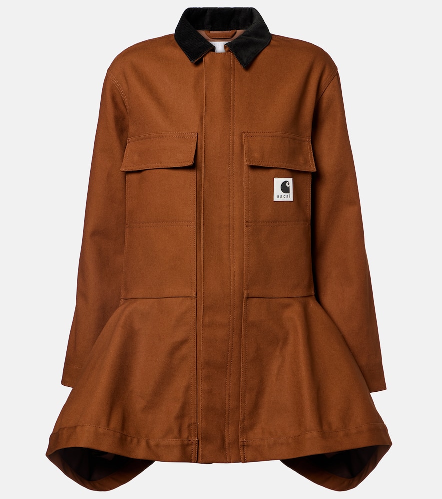 Sacai X Carhartt Cotton Canvas Jacket In Brown