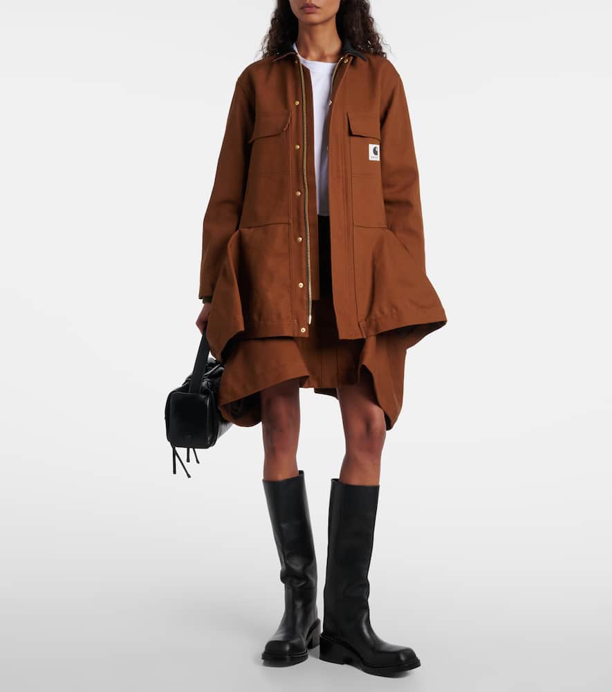 Sacai X Carhartt Cotton Canvas Jacket In Brown