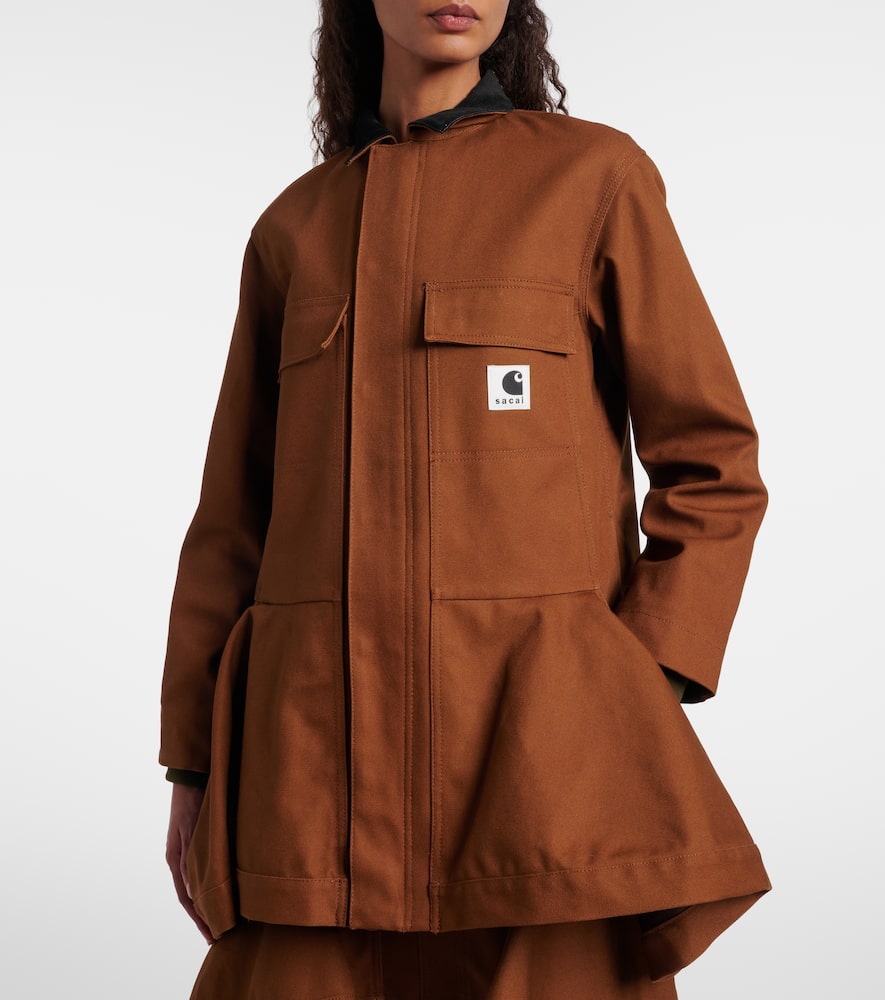 Sacai X Carhartt Cotton Canvas Jacket In Brown