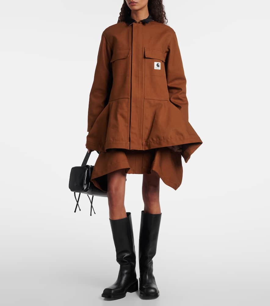 Sacai X Carhartt Cotton Canvas Jacket In Brown