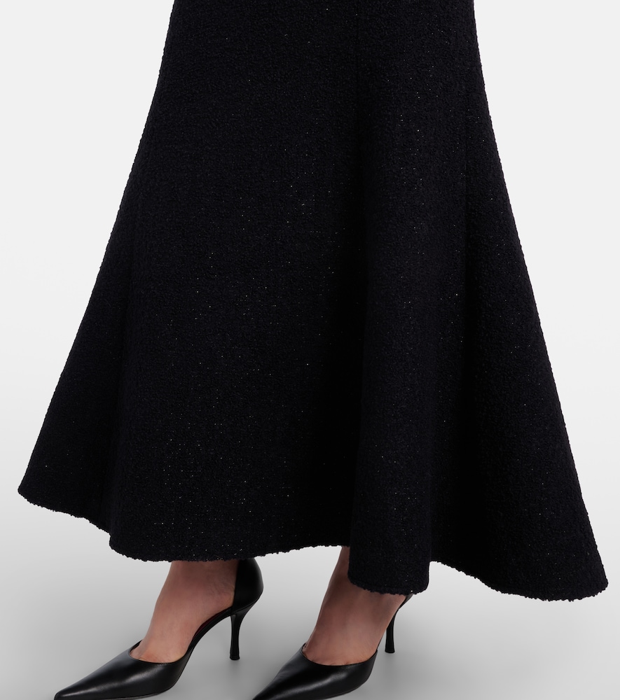 Self-portrait Off-shoulder Boucle Midi Dress In Black | ModeSens Self-portrait Off-shoulder Boucle Midi Dress In Black | ModeSens