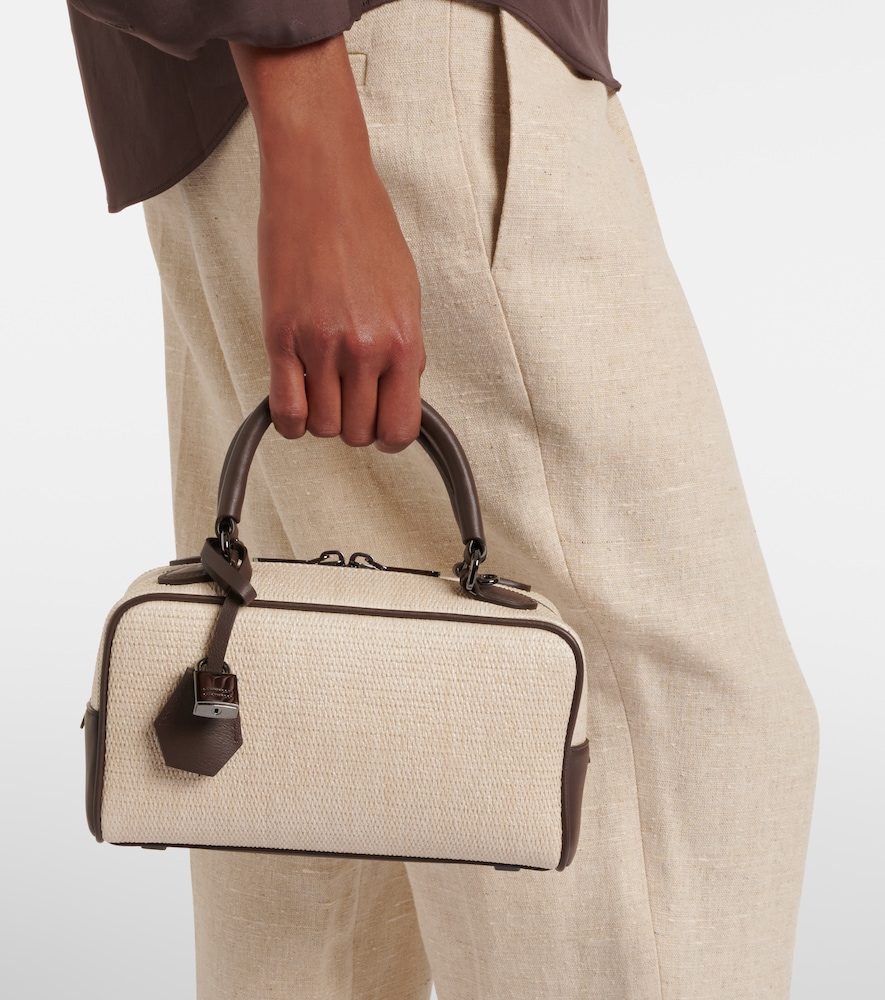 Brunello Cucinelli Leather-trimmed top-handle bag