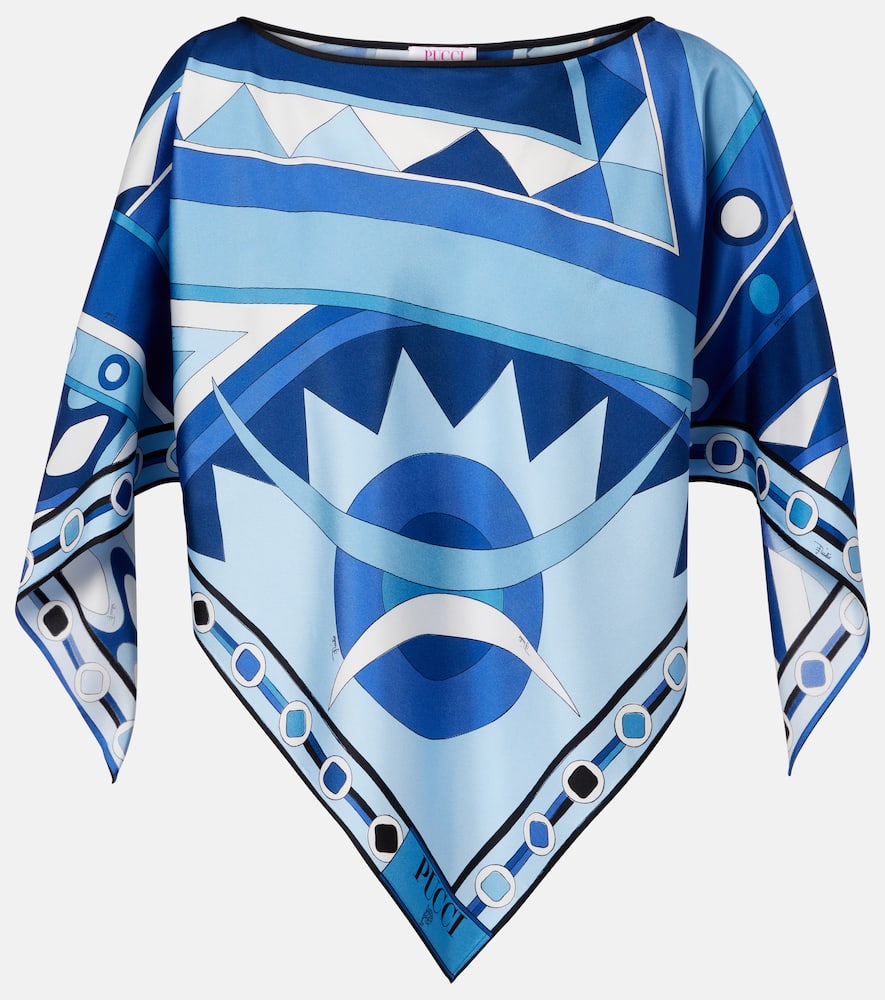 Top in raso di seta con stampa