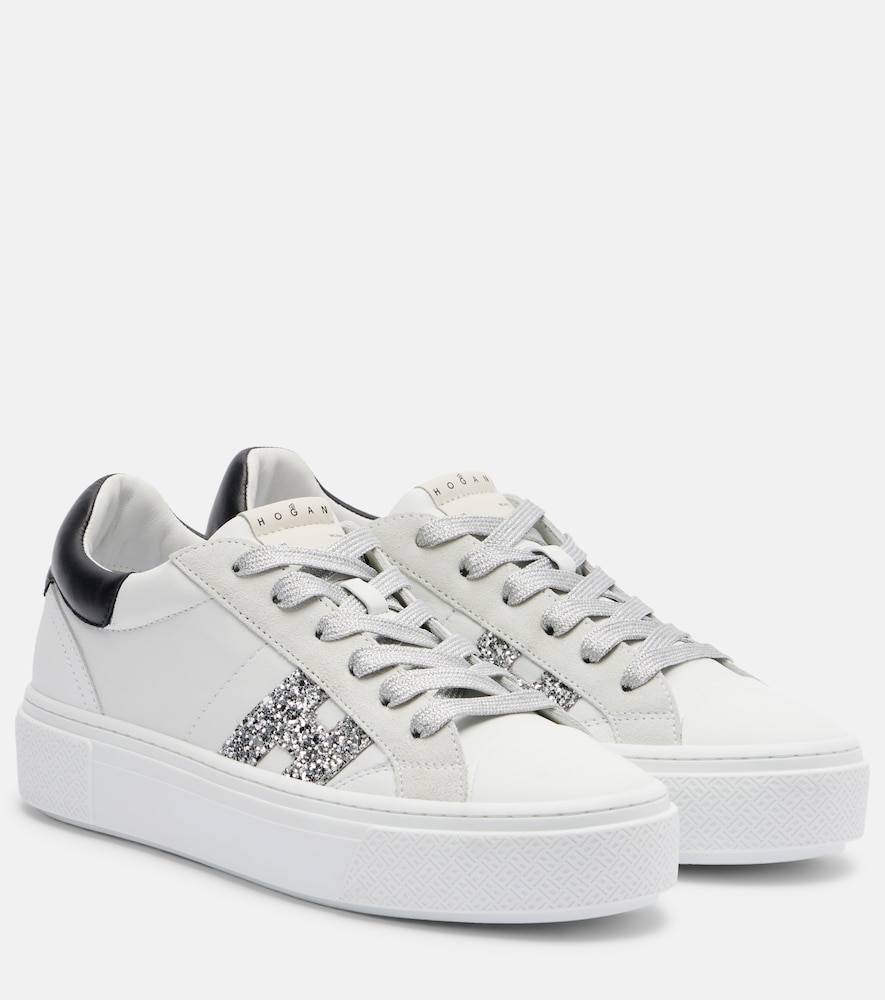 Hogan H705 Allacciato H glitter leather platform sneakers