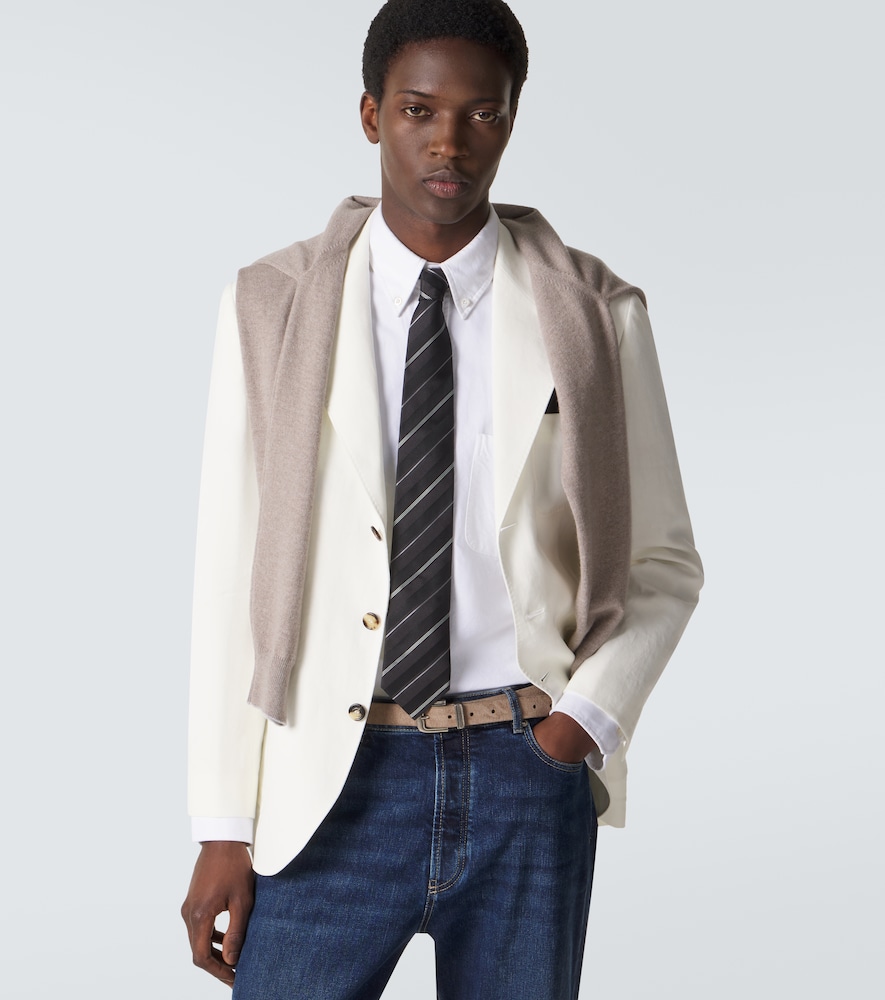 Brunello Cucinelli Brunello Cucinelli Striped Silk Tie 