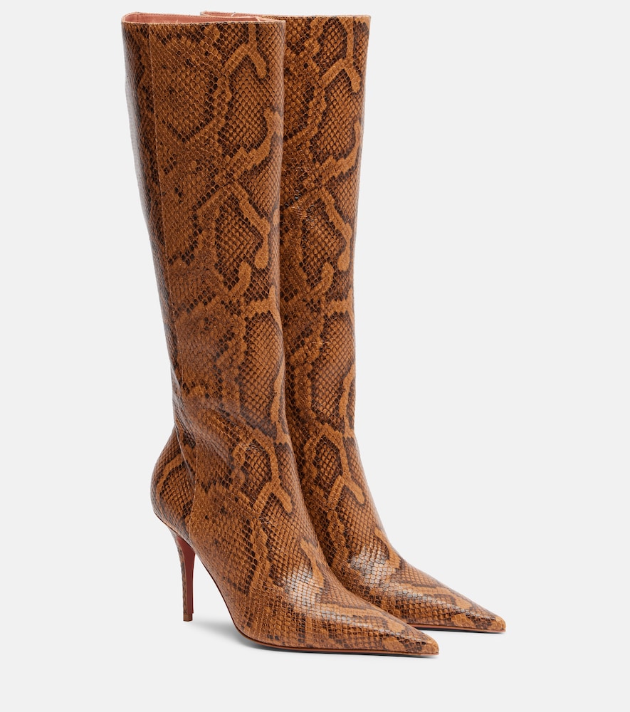 Amina Muaddi Barbara leather knee-high boots