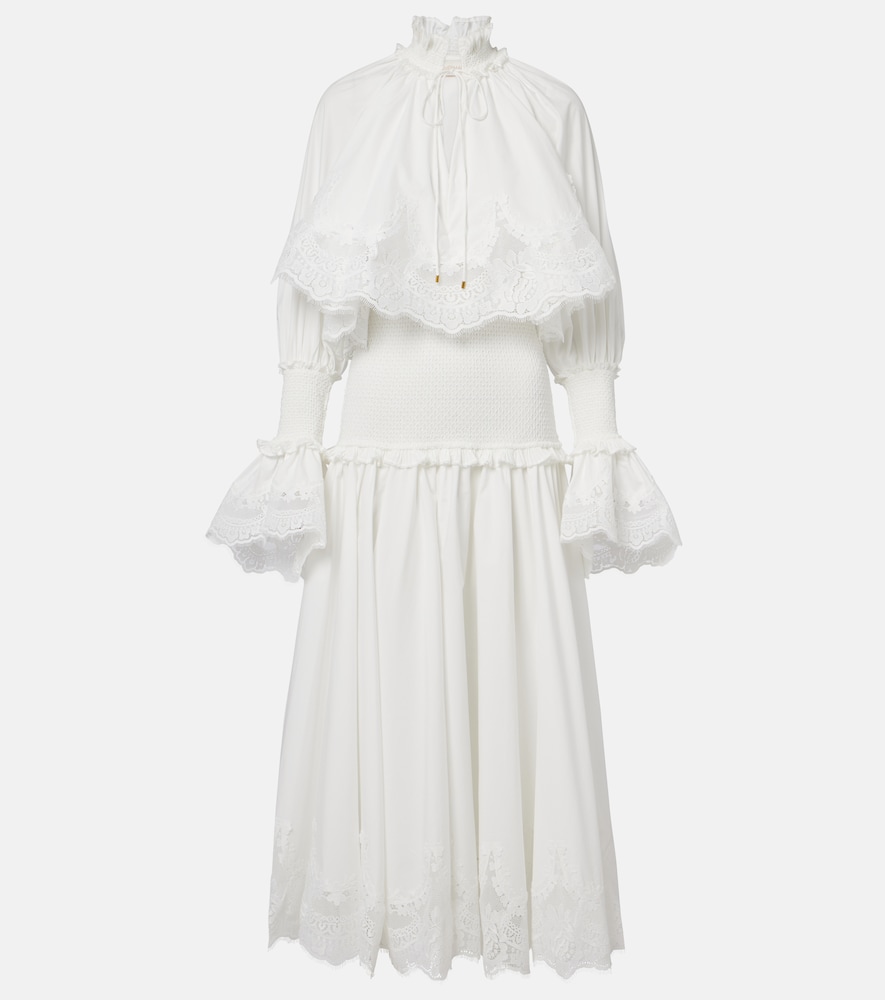 Zimmermann Alchemy Lace-trimmed Cotton Poplin Maxi Dress In White