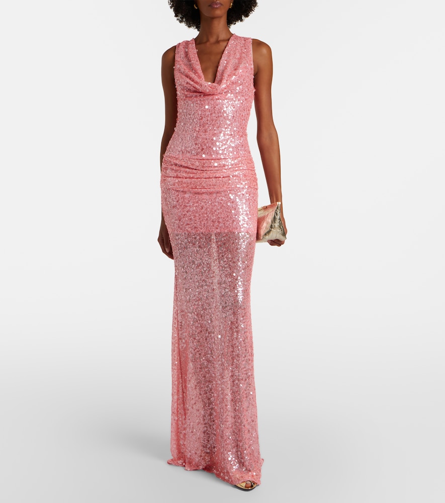 David Koma Sequined draped gown