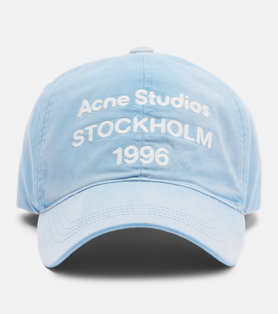 Acne Studios Logo Cotton Twill Baseball Cap In Blue