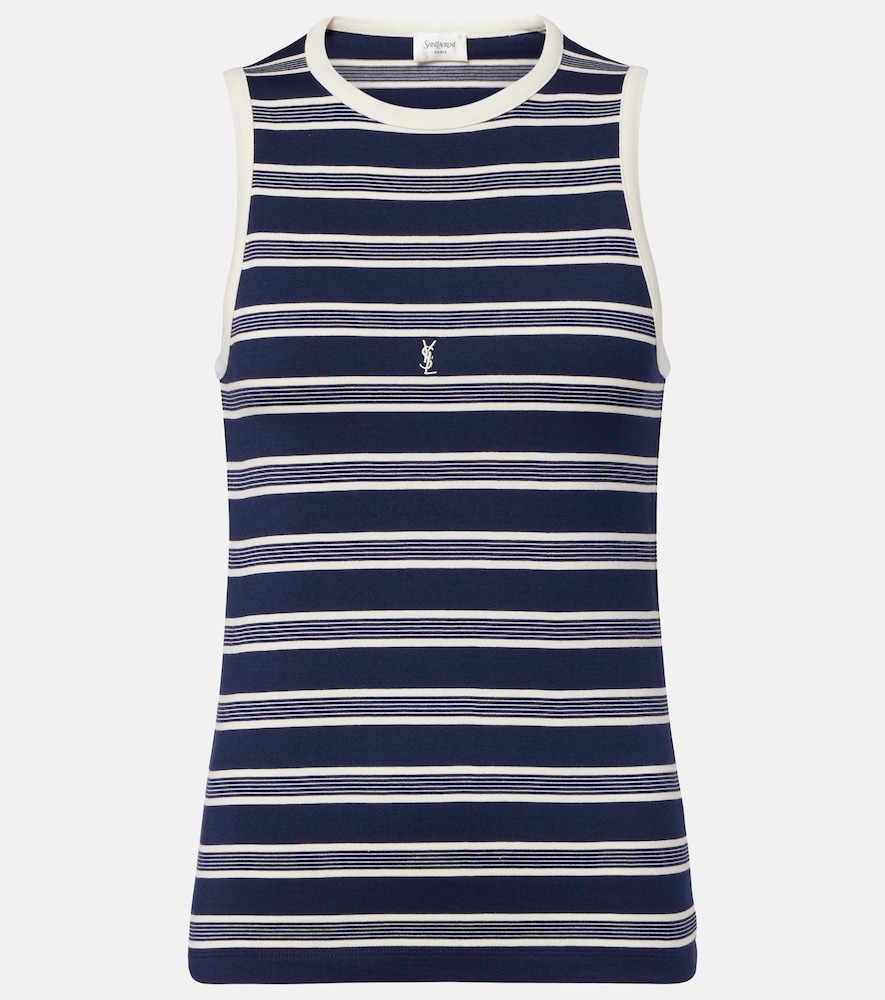 Saint Laurent Cassandre striped cotton jersey tank top