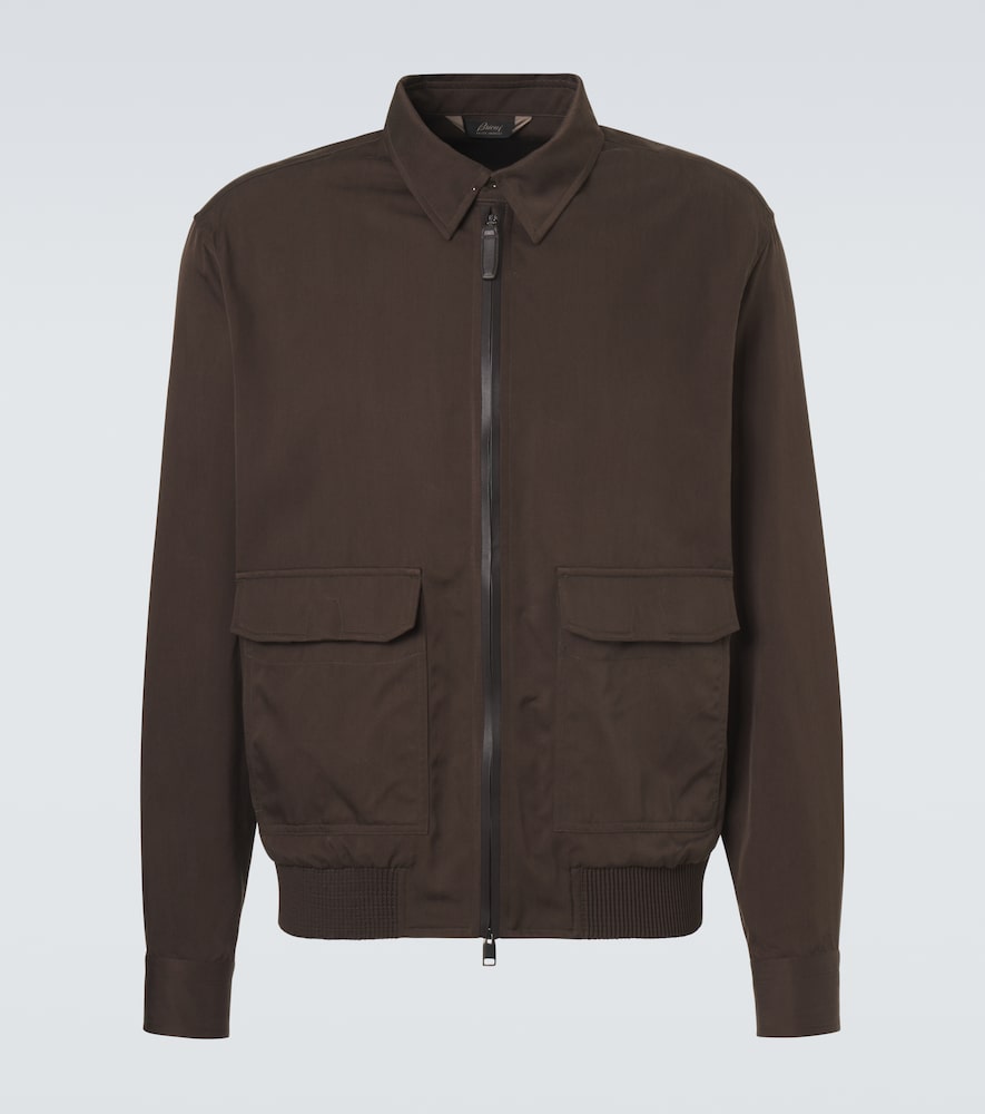 Brioni Leather-trimmed silk blouson jacket