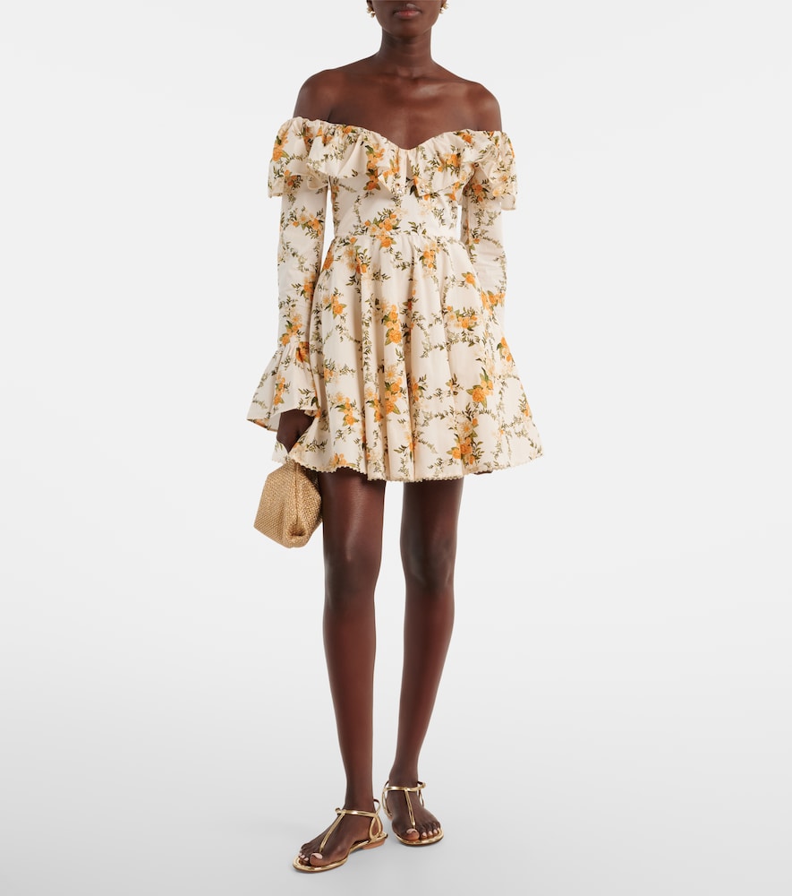 Agua by Agua Bendita Verso off-shoulder floral cotton minidress