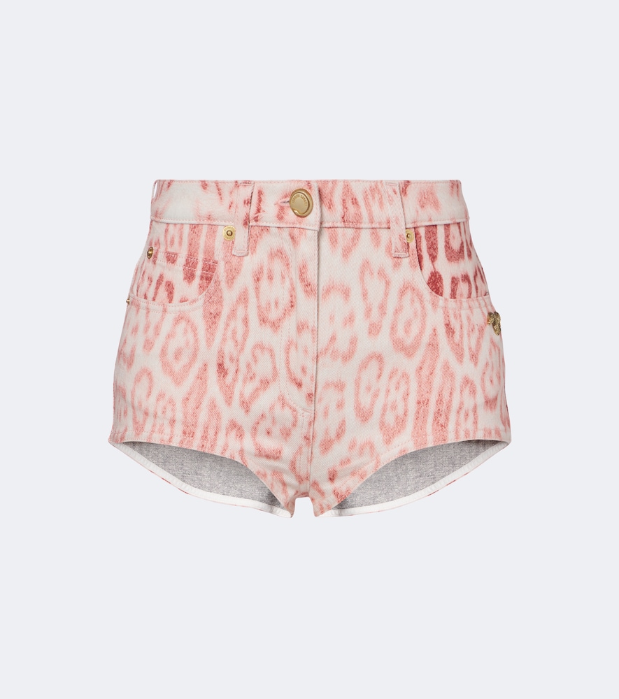 Roberto Cavalli Women's Pink Leopard-Print Denim Shorts UK Size 8 - Mytheresa