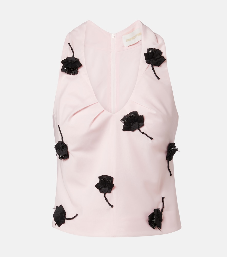 Shushu/Tong Floral-appliqué top