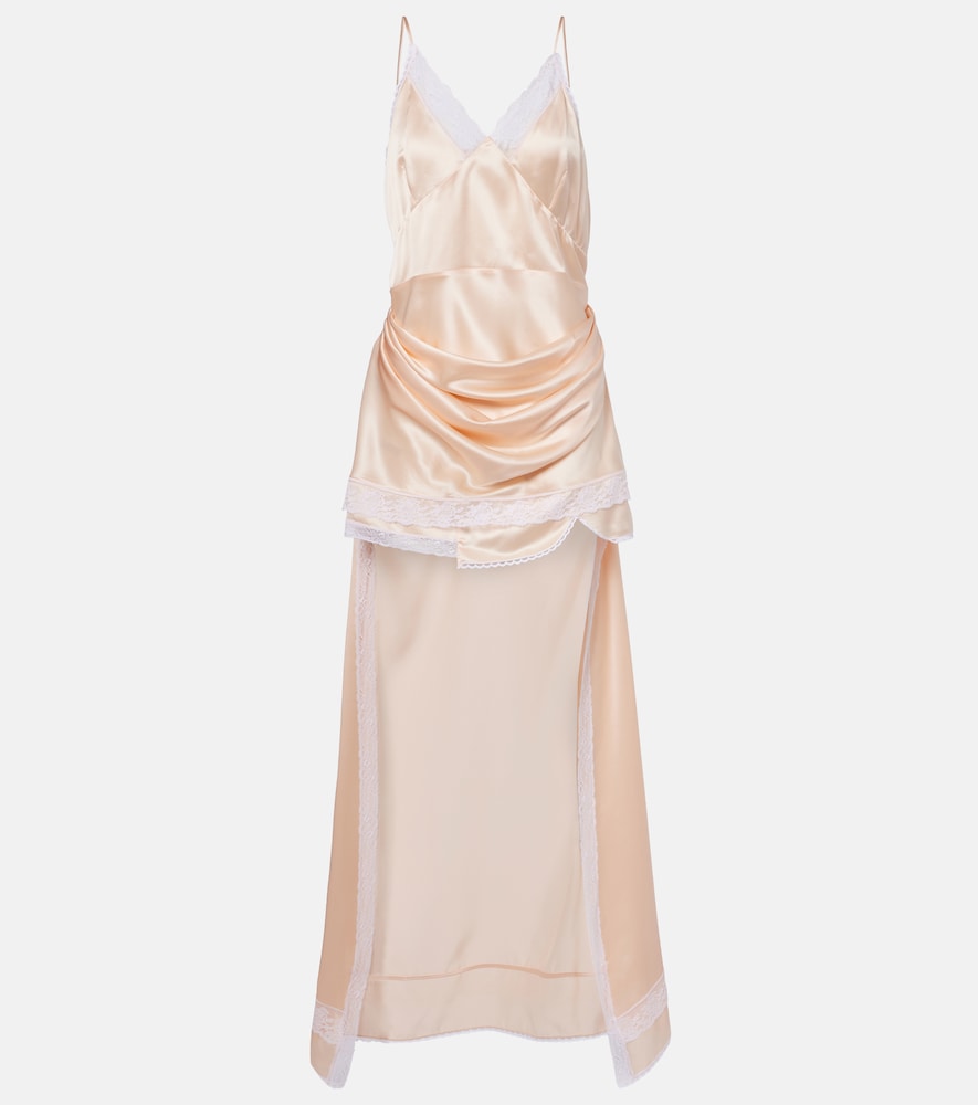 Slipdress aus Seidensatin mit Spitze