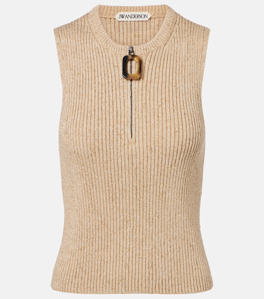Tank top in misto cotone a coste