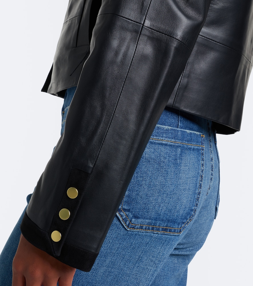 Suede-Trimmed Leather Jacket