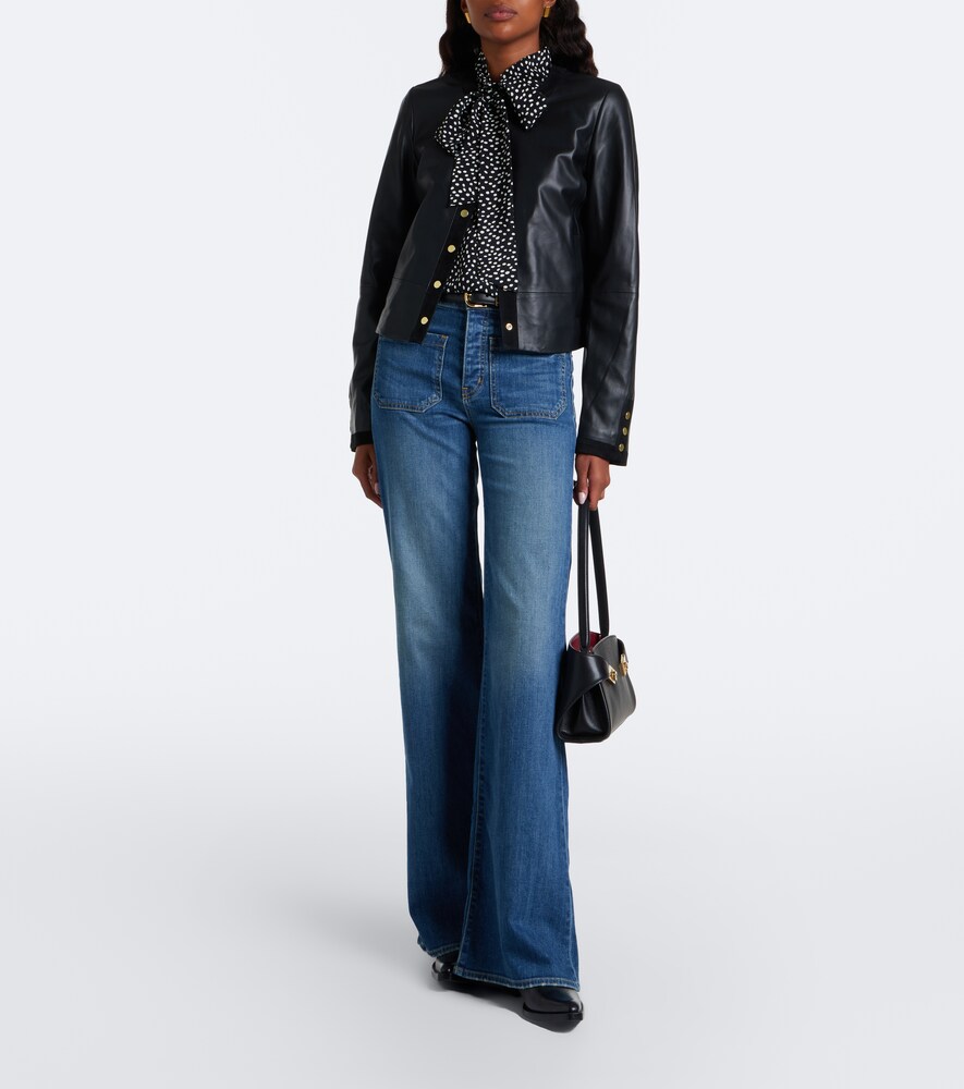 Suede-Trimmed Leather Jacket