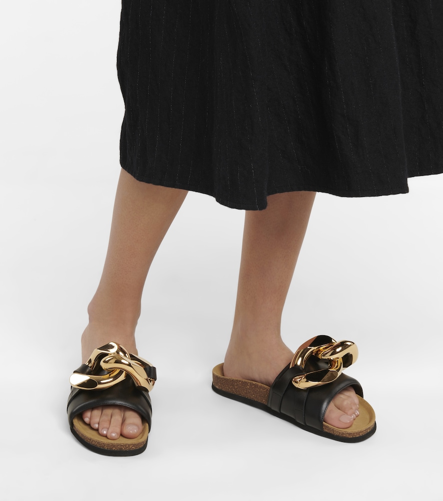 Embellished Leather Slides