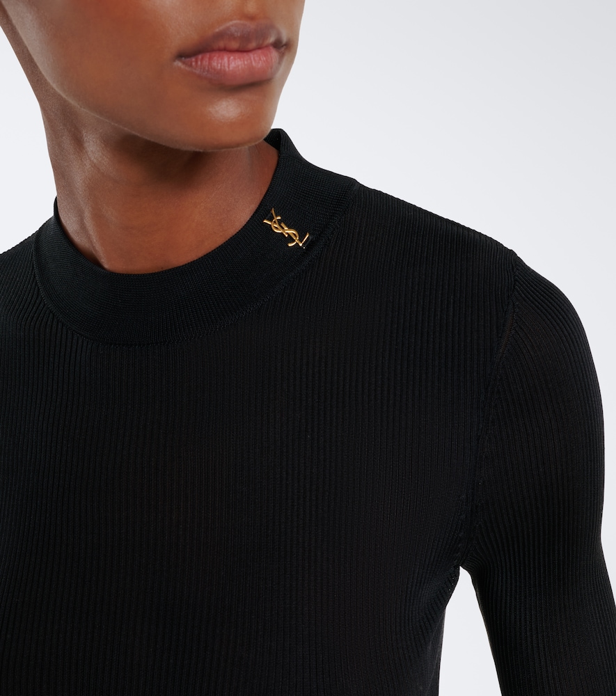 Monogram Silk Mockneck Top