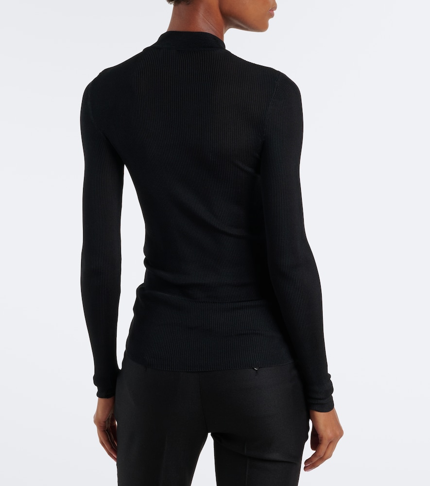 Monogram Silk Mockneck Top