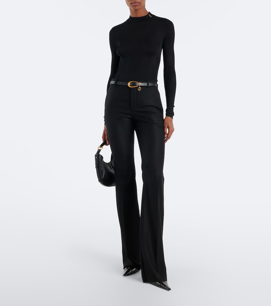 Monogram Silk Mockneck Top