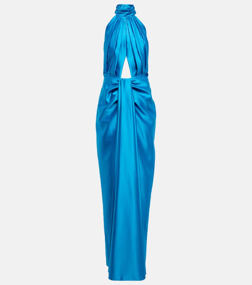 Rasario Cutout halterneck satin gown