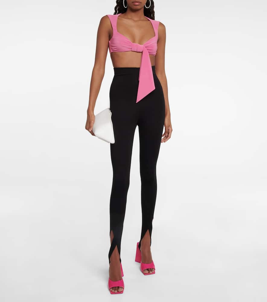 Attico Stacy Cropped Top With Bow Detail In Shocking Pink