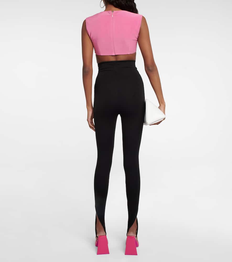 Attico Stacy Cropped Top With Bow Detail In Shocking Pink