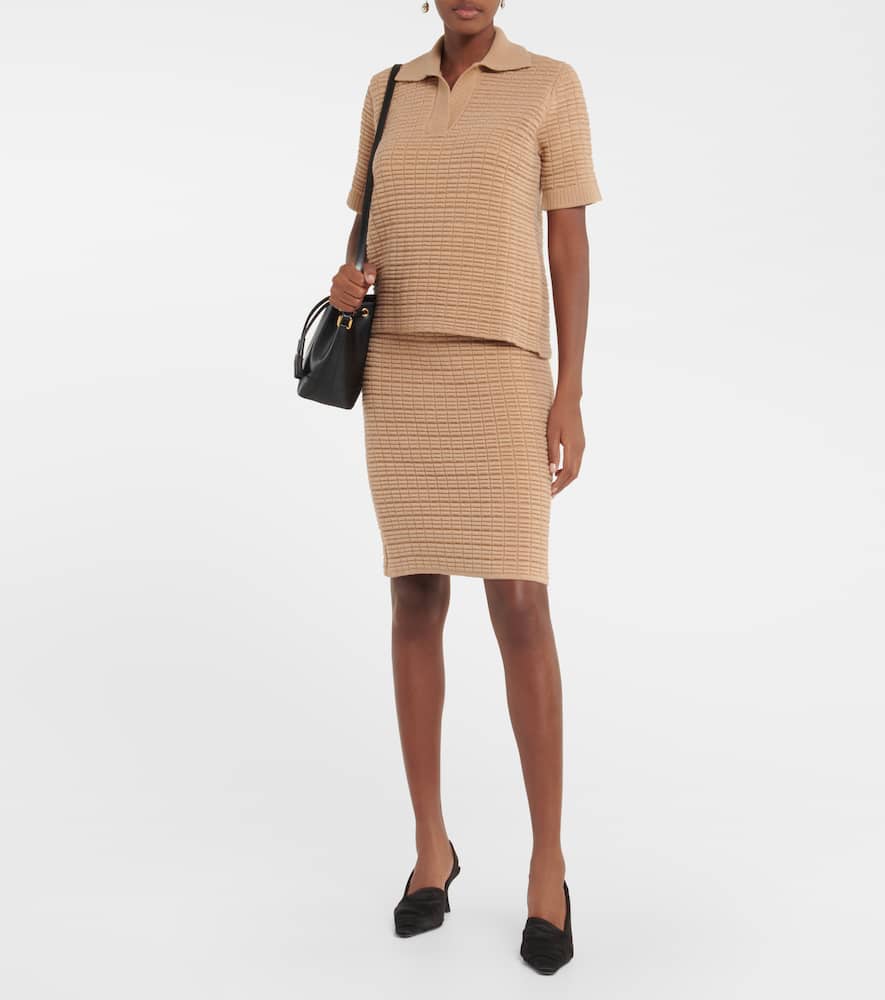 Khaite Nailah Cashmere Mini Skirt In Camel