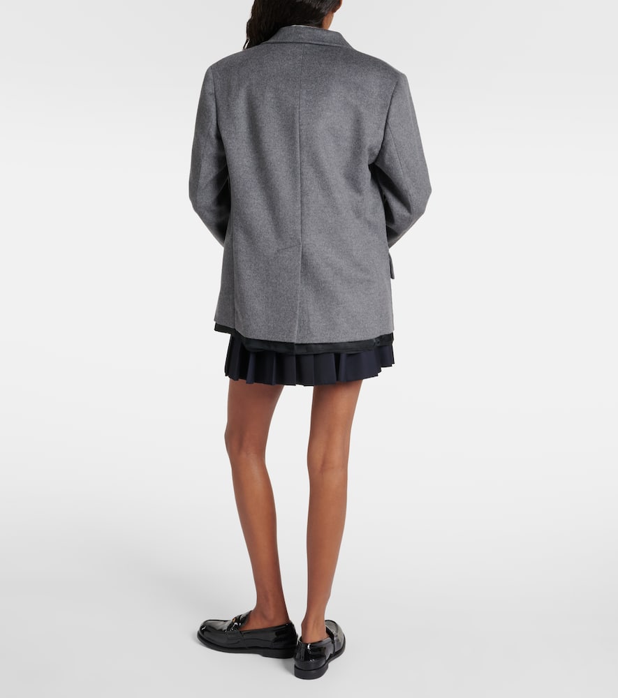 Miu Miu Double-breasted Wool And Cashmere Blazer In Grau