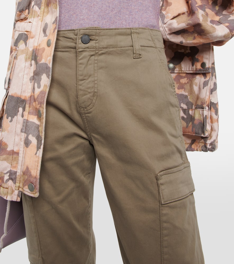 Shop Ag Cropped Cotton-blend Cargo Pants In Neutrals