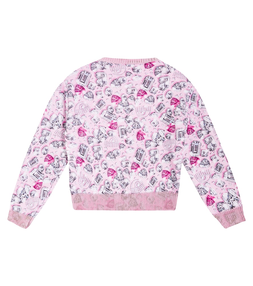 Shop Monnalisa X Chiara Ferragni Printed Wool-blend Sweater In Pink