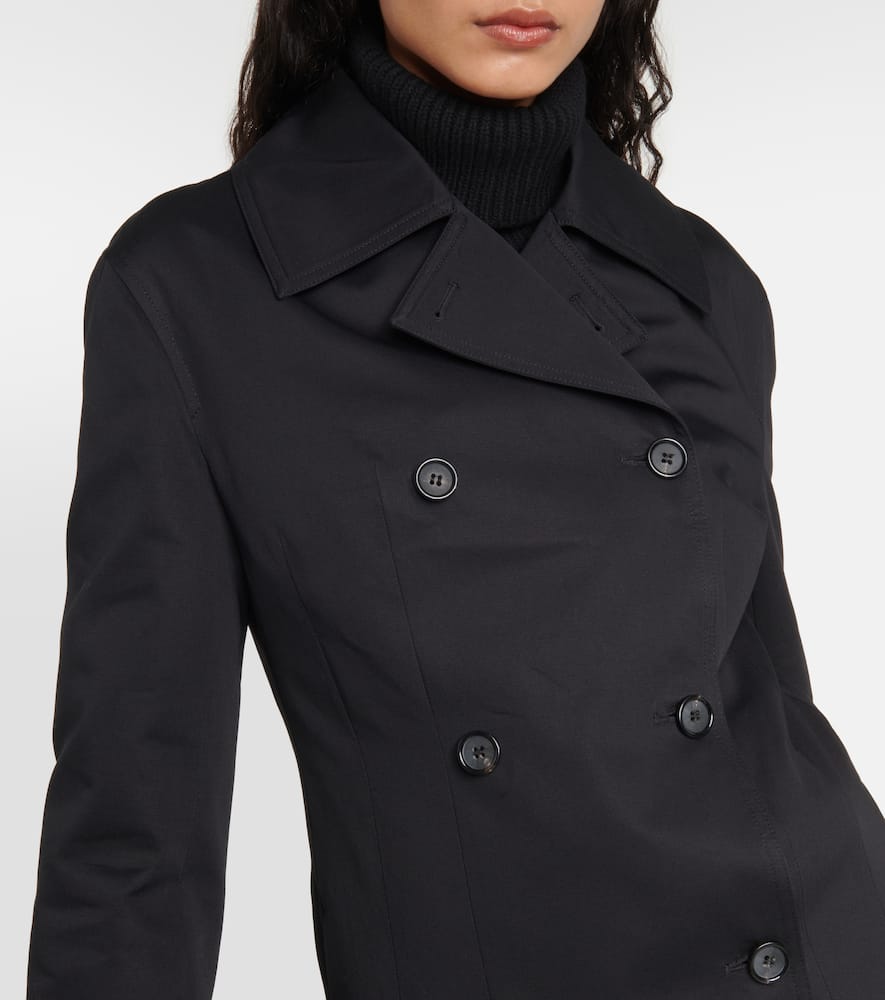 Shop Totême Double-breasted Cotton Jacket In Black