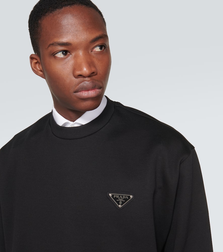 Prada Triangle-logo Cotton Sweatshirt In Black