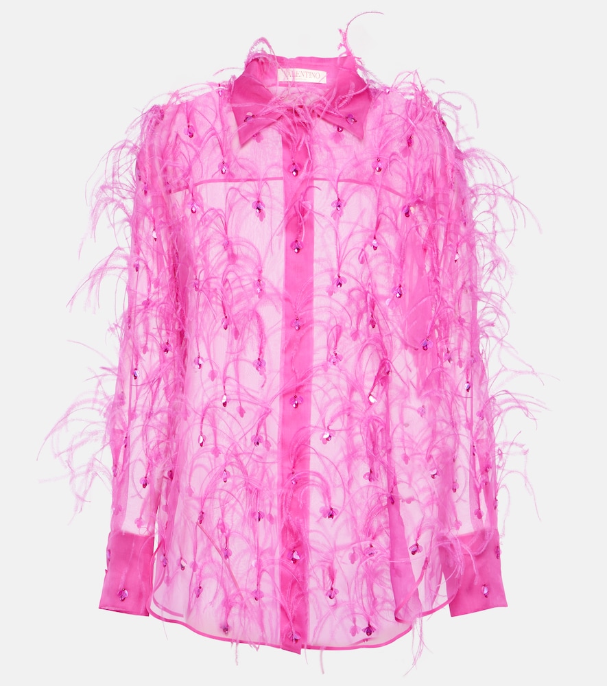 Valentino Women's Pink Embroidered Silk Organza Blouse UK Size 8 - Mytheresa