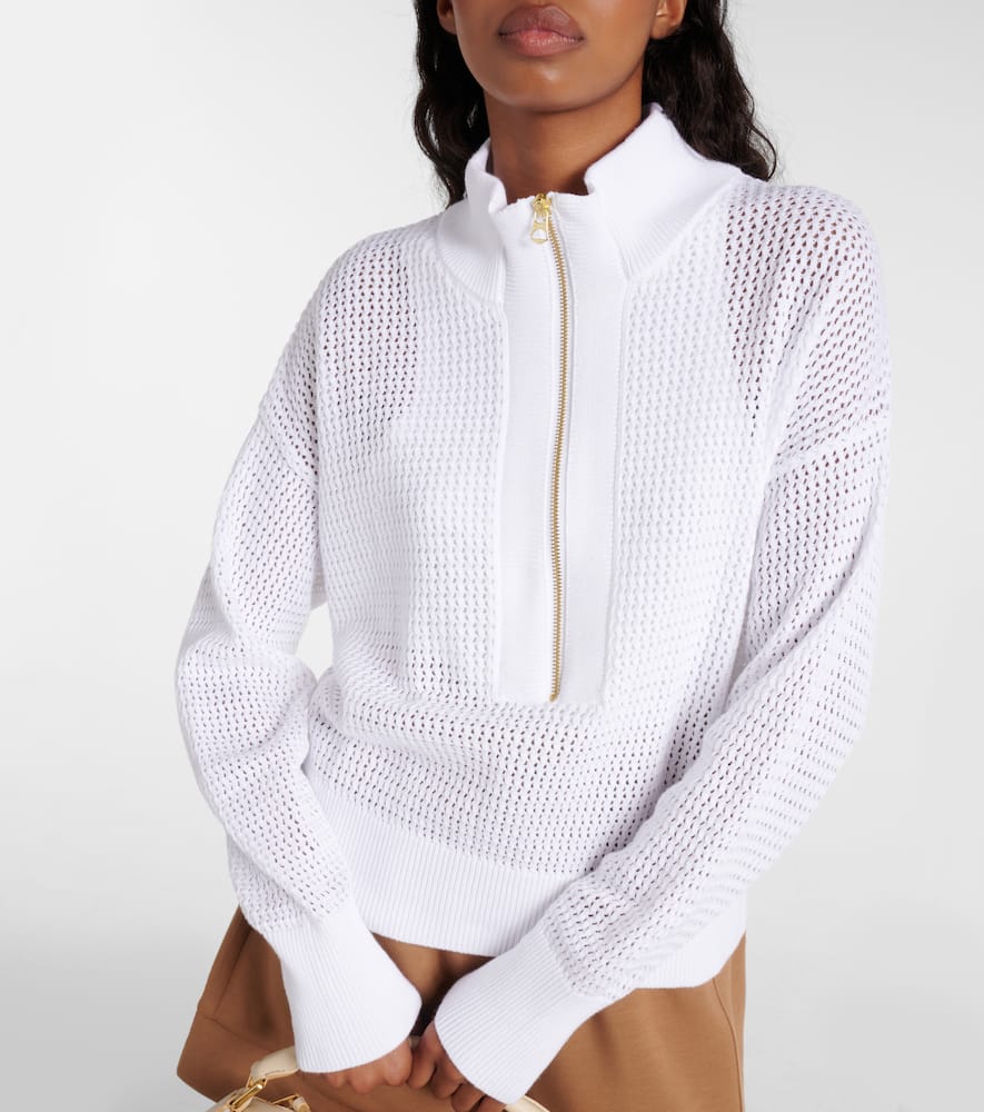 Shop Varley Aurora Cotton Half-zip Sweater In White