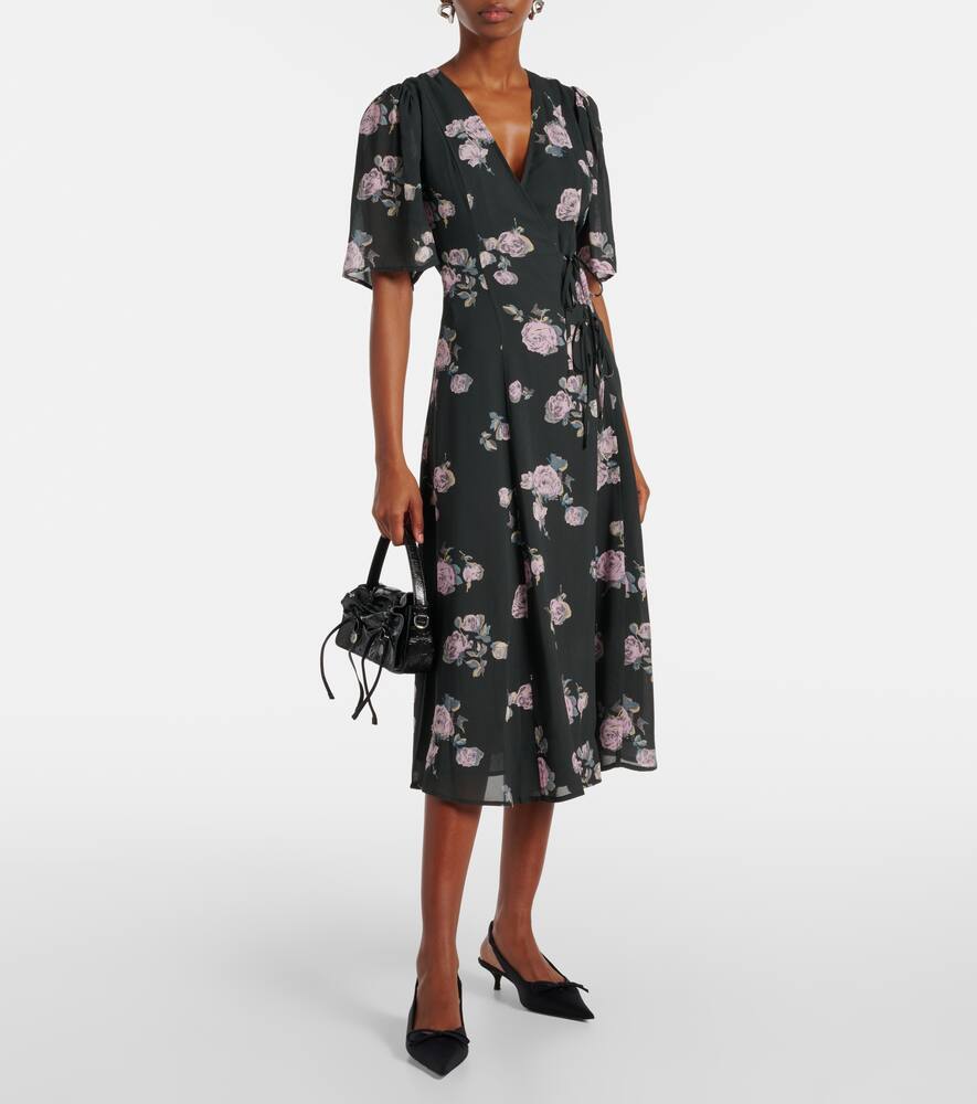 Ganni Floral crÃªpe wrap dress