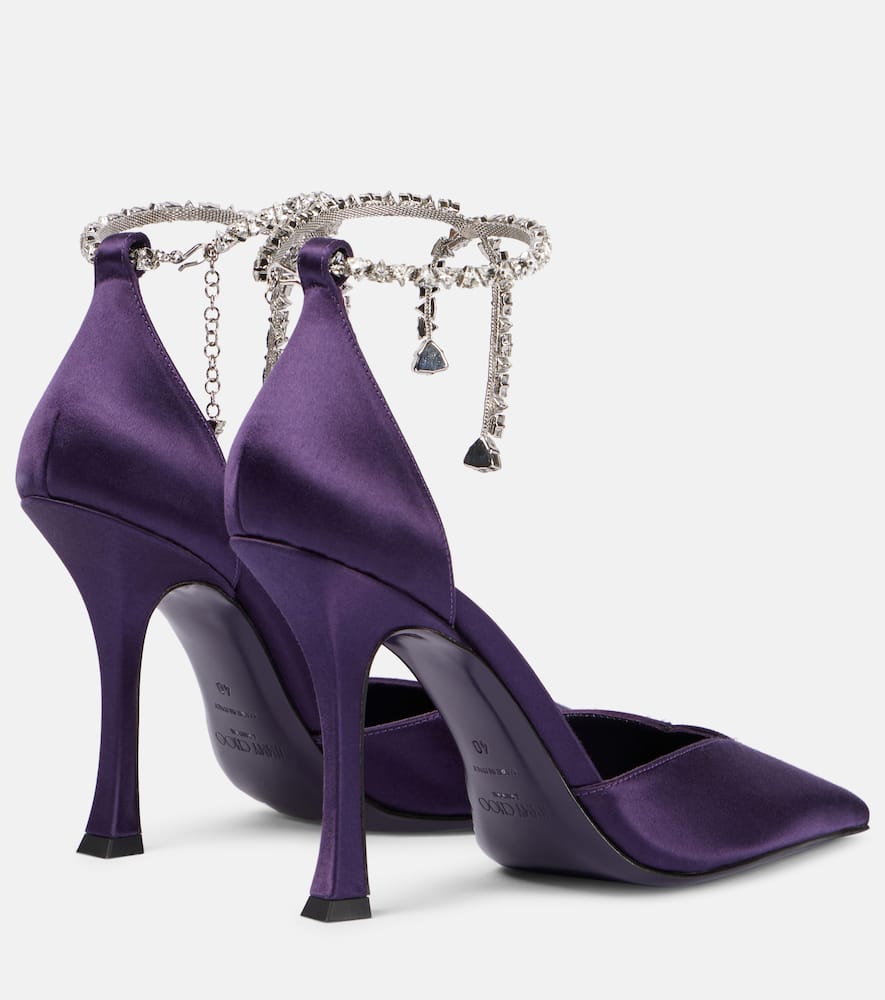 Jimmy Choo Stevie 100 Embellished Satin Pumps In Purple