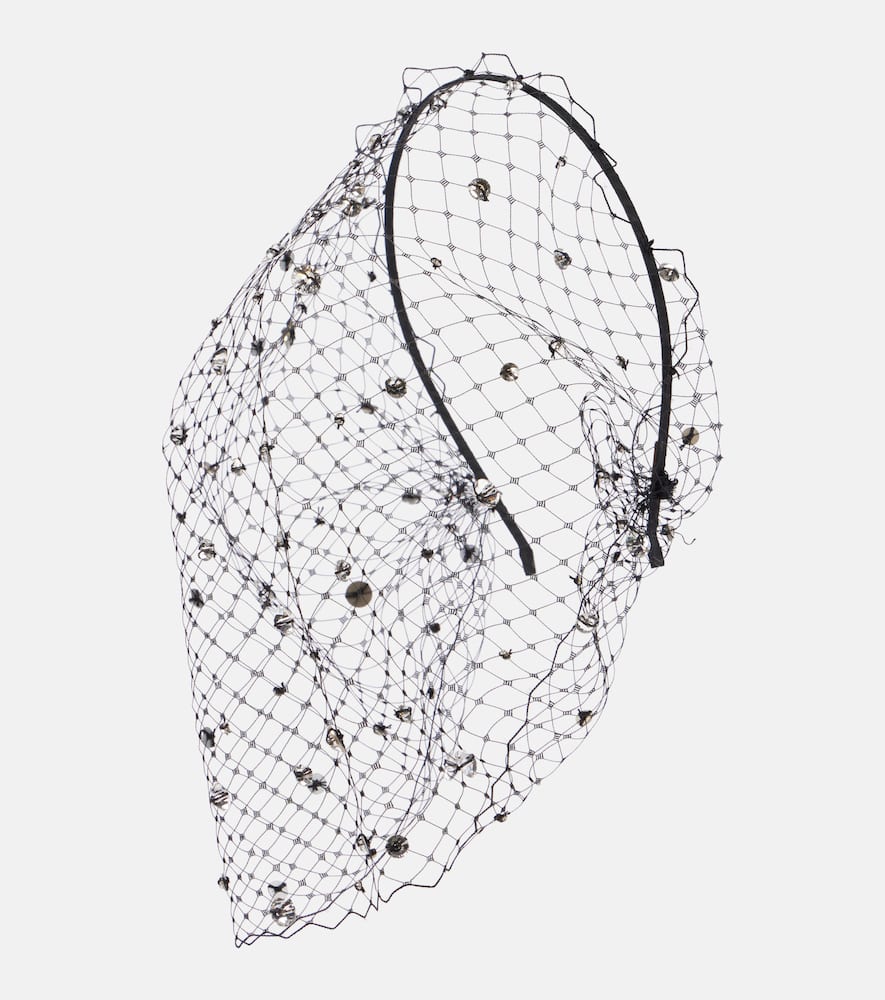 Jennifer Behr Stella embellished fishnet headband